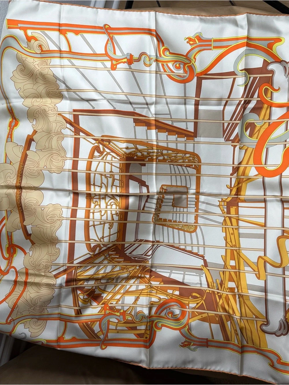 Hermes La Ligne de Fouet Silk Scarf